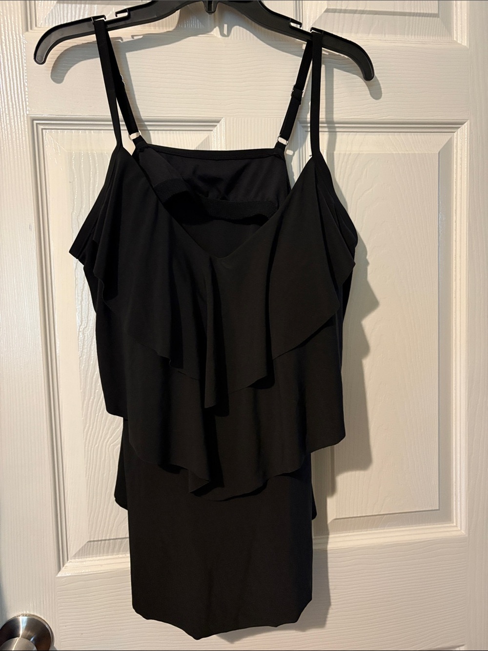 Aqua Green Black Ruffle Tiered Swim Top